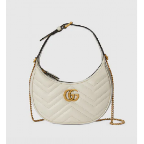 Gucci GG Marmont half-moon-shaped mini bag 699514 white