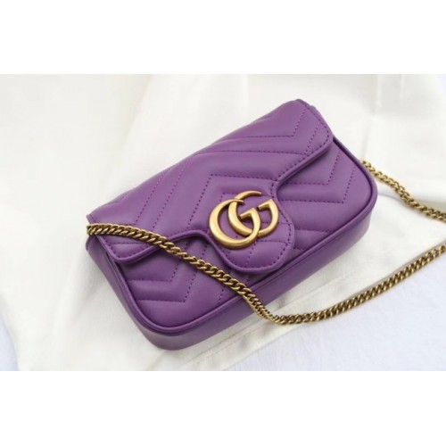 Gucci GG Marmont matelasse leather super mini bag 476433 purple