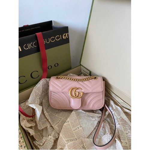 Gucci GG Marmont matelasse mini bag 446744 pink