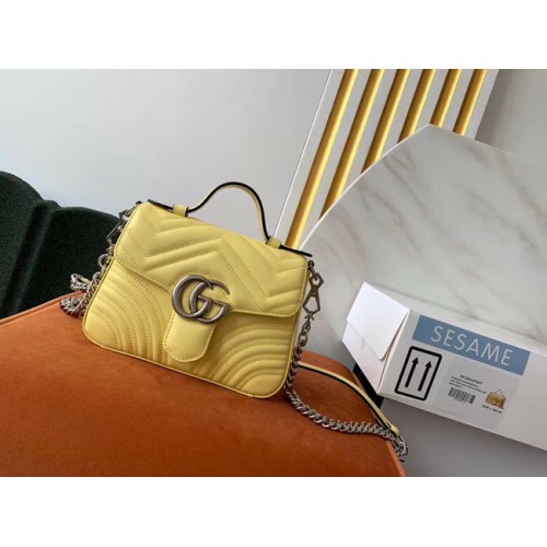 Gucci GG Marmont mini top handle bag 547260 yellow