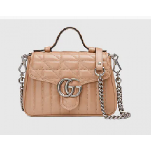 Gucci GG Marmont mini top handle bag 583571 Rose beige