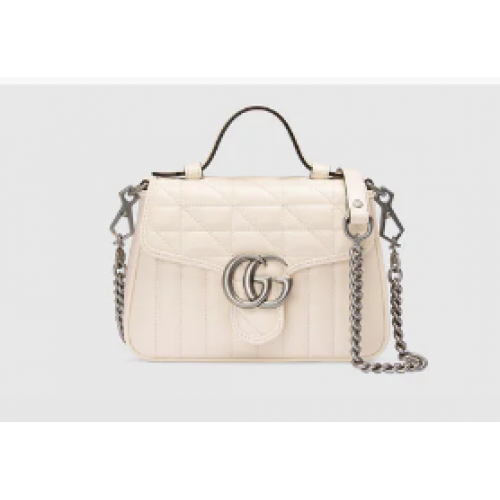 Gucci GG Marmont mini top handle bag 583571 white