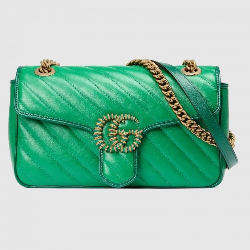 Gucci GG Marmont small shoulder bag 443497 Emerald green
