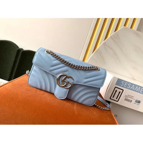 Gucci GG Marmont small shoulder bag 443497 Pastel blue