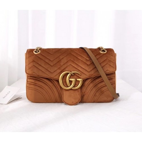 Gucci GG Marmont velvet medium shoulder bag 443496 Taupe