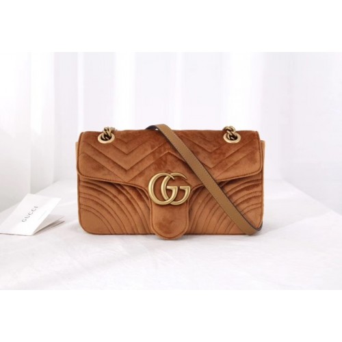 Gucci GG Marmont velvet medium shoulder bag 443497 Taupe