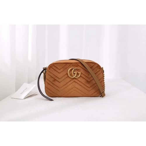 Gucci GG Marmont velvet small shoulder bag 447632 Taupe
