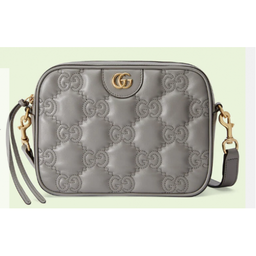 Gucci GG Matelasse leather shoulder bag 702234 Dusty grey