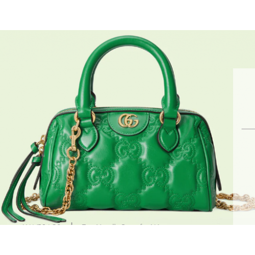 Gucci GG Matelasse leather top handle bag 702251 Bright green