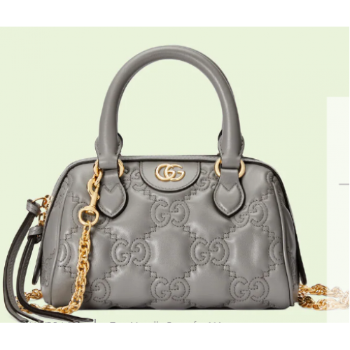 Gucci GG Matelasse leather top handle bag 702251 Dusty grey