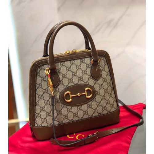 Gucci GG Supreme Canvas Top Handle Bag 621220 Brown