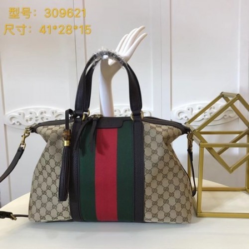 Gucci GG Supreme Canvas Tote Bag 309621 Coffee