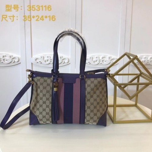 Gucci GG Supreme Canvas Tote Bag 353116 Purple
