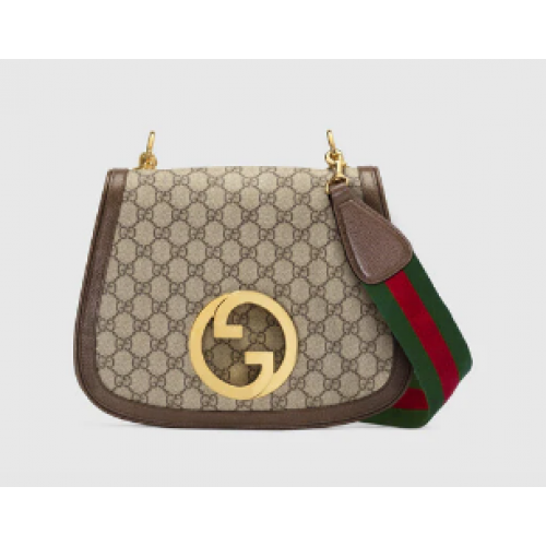 Gucci GG Supreme canvas Blondie medium shoulder bag 699210 Brown