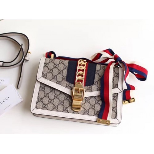 Gucci GG Supreme canvas Sylvie small shoulder bag 421882 white