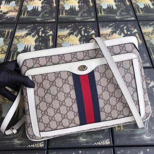 Gucci GG Supreme medium shoulder bag 523354 white