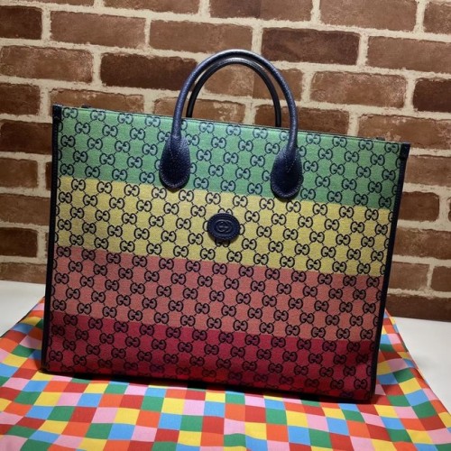 Gucci GG shopping bag 659980 Green&yellow&redpowder