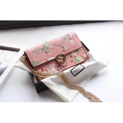 Gucci GG top quality canvas shoulder clutch purse 409340 pink