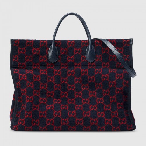Gucci GG wool shopping bag 598169 Blue and red
