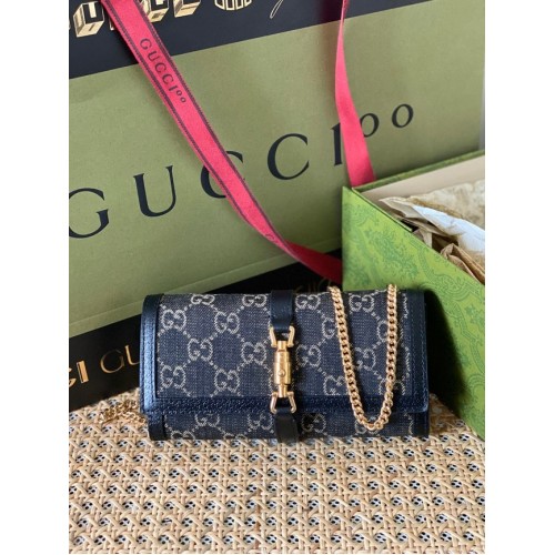 Gucci Jackie 1961 GG chain wallet 652681 blue