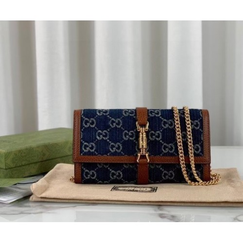 Gucci Jackie 1961 chain wallet denim 652681 blue