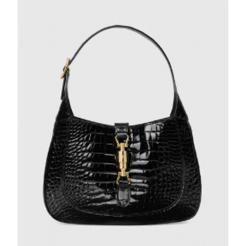 Gucci Jackie 1961 crocodile small shoulder bag 636709 black