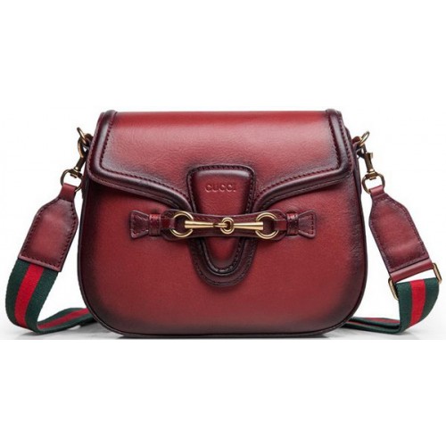 Gucci Lady Web Calfskin Leather Shoulder Bags 383848 Burgundy