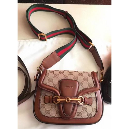 Gucci Lady Web GG Canvas Shoulder Bag 383821 Brown