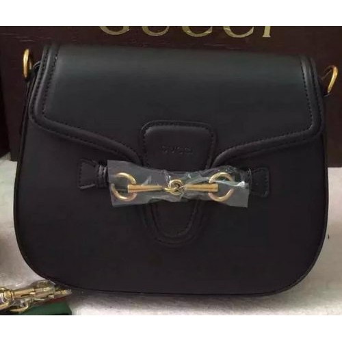 Gucci Lady Web Hand-Stained Leather Shoulder Bag 380573 Black