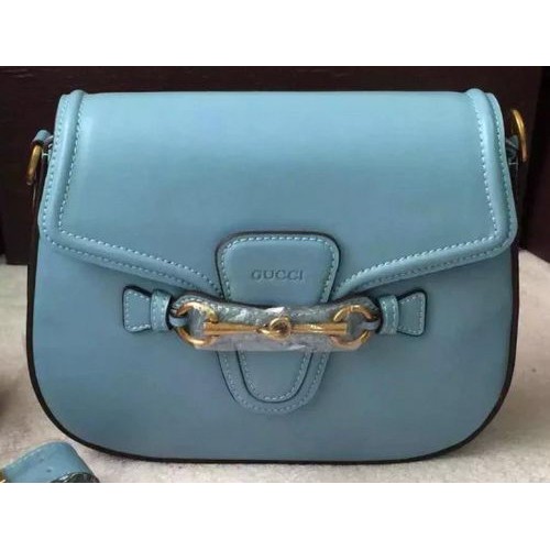 Gucci Lady Web Hand-Stained Leather Shoulder Bag 380573 SkyBlue