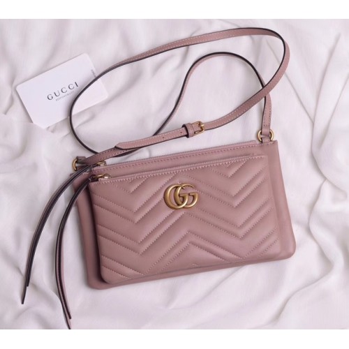 Gucci Laminated leather small shoulder bag 453878 pink