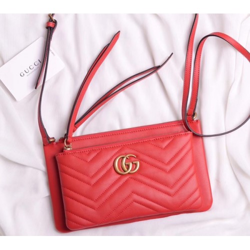 Gucci Laminated leather small shoulder bag 453878 red