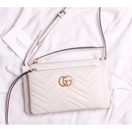Gucci Laminated leather small shoulder bag 453878 white
