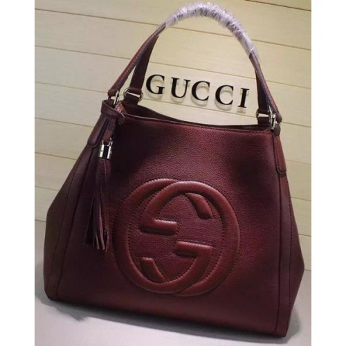 Gucci Medium Soho Shoulder Bag Calfskin Leather 282309 Burgundy