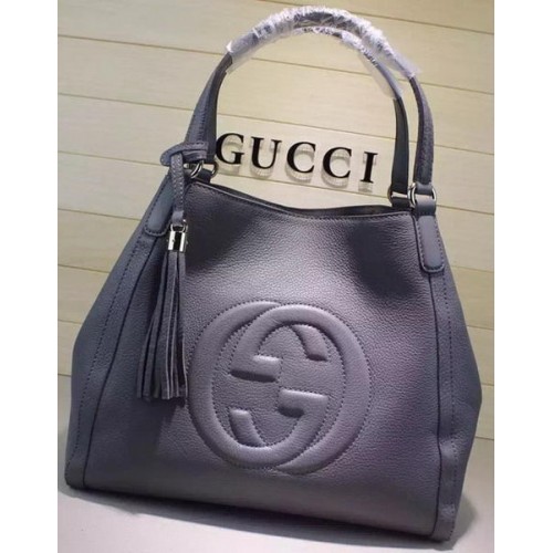Gucci Medium Soho Shoulder Bag Calfskin Leather 282309 Grey