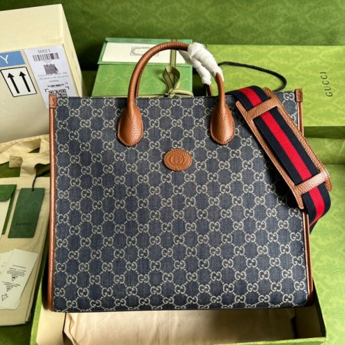 Gucci Medium tote with Interlocking denim G 674148  Blue