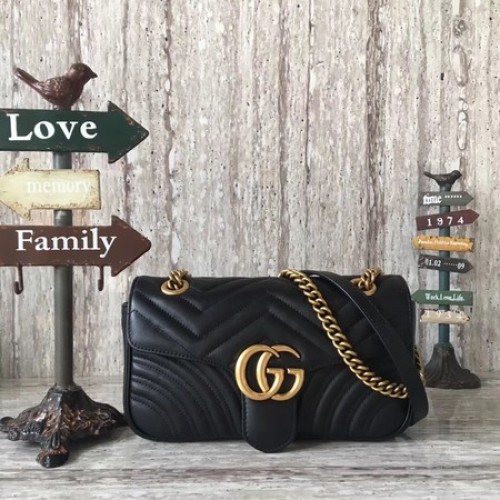 Gucci Now GG Marmont Matelasse Shoulder Bag 443496 Black