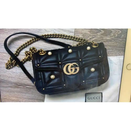 Gucci Now Marmont Mmatelasse Shoulder Bag 443497 Black