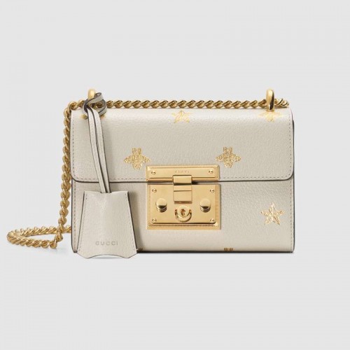 Gucci Padlock Bee Star small shoulder bag 432182 White