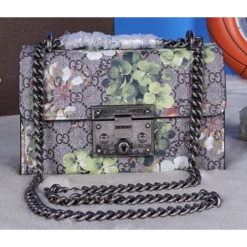 Gucci Padlock Blooms Shoulder Bag 409487 Black