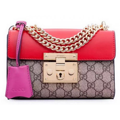 Gucci Padlock GG Supreme Shoulder Bags 409487 Red
