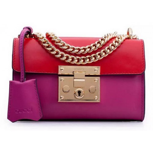 Gucci Padlock Leather Shoulder Bags 409487 Rose&Red