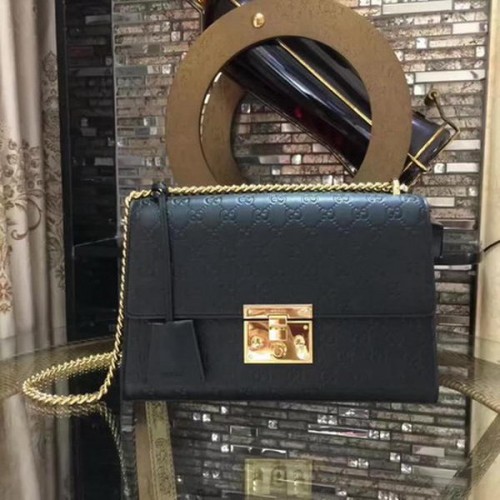 Gucci Padlock Series Gucci Signature Shoulder Bag 409486 Black