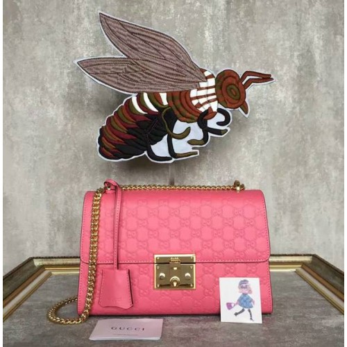 Gucci Padlock Series Gucci Signature Shoulder Bag 409486 Pink