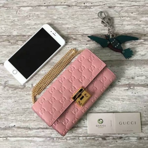 Gucci Padlock Sheepskin Leather Wallet 453506 Pink