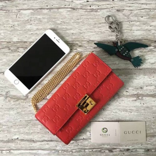 Gucci Padlock Sheepskin Leather Wallet 453506 Red