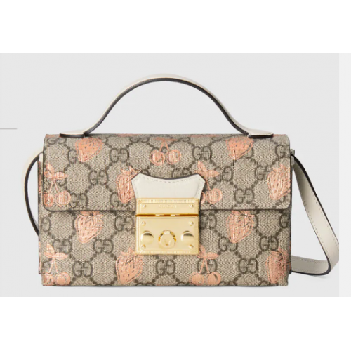 Gucci Padlock berry print mini bag 652683 White