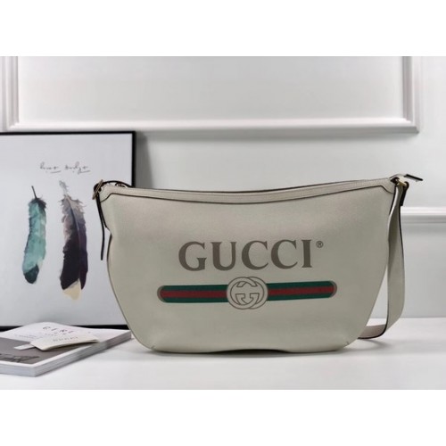 Gucci Print half-moon hobo bag 523588 white