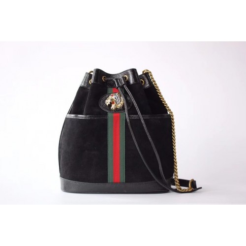 Gucci Rajah medium bucket bag 553961 Black suede