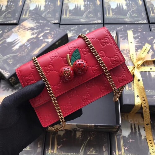 Gucci Signature mini bag with cherries 481291 red